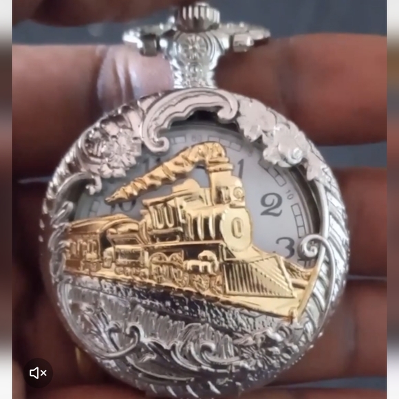 New train locomotive steam engine pocket watch - Picture 9 of 10